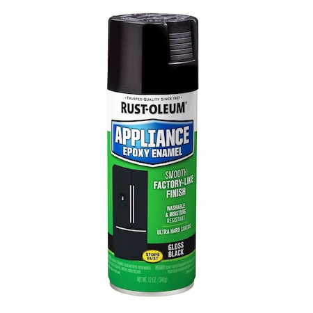 Rust-Oleum Spray Paint, Black, Gloss, Solvent, 12 oz 7886830