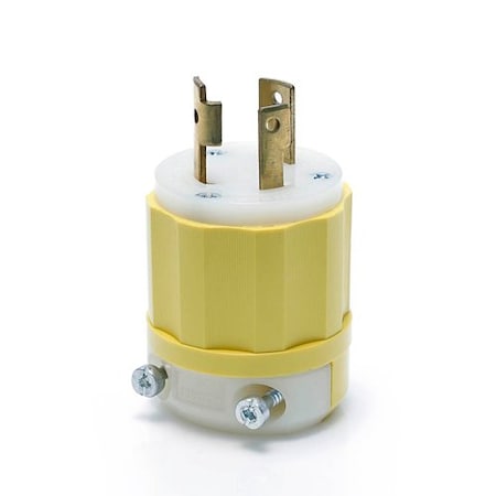 Leviton Locking Plug, L5-30P, 30 A, 125V AC, 2 Pole, Screw Terminals, White, Yellow 2611-CY