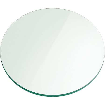 Fab Glass And Mirror 25in Round 1/4in in Thick Tempered Flat Edge Polish Glass Table Top, Clear, Wall Mirror 25RT6THFLTE