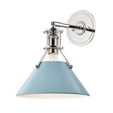 Hudson Valley Lighting Mark D. Sikes X Painted No.2 1 Lt. Wall Sconce 9.5 In. Pol. Nickel/Blue Bird MDS350-PN/BB