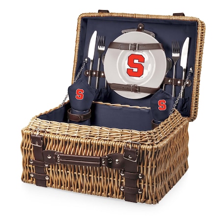 Picnic Time Family Of Brands NCAA Syracuse Orange Champion Picnic Basket for 2, Large Wicker Picnic Set 208-40-138-544-0