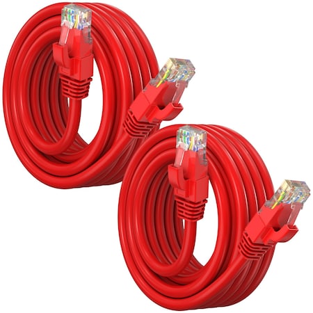 Maximm Cat6 Ethernet Cable 8ft 10Gbps 550MHz UTP, 2PK, Red, 2PK CAT6CCA-8RD-2PK