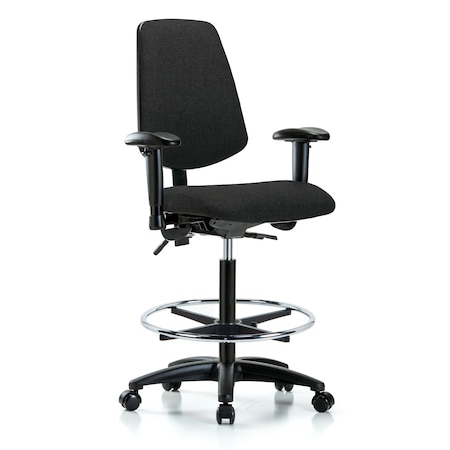 Blue Ridge Ergonomics Fab Hi Bench Chair, Med, Bk, CF, Cast, Blk, 6-Way Adjustable, 26" to 35-1/2" Height, Black BR-FHBCH-MB-RG-T1-A1-CF-RC-F42