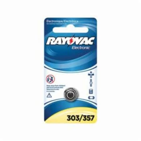 Rayovac ELECTRONIC BATTERY, SILVER OXIDE, 1.5 VDC NOMINAL, 165 MAH NOMINAL, SR44 303/357-1ZMG