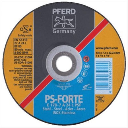 Pferd Type 27 A-Ps Depressed Center Rough Grinding Wheel 419-61008