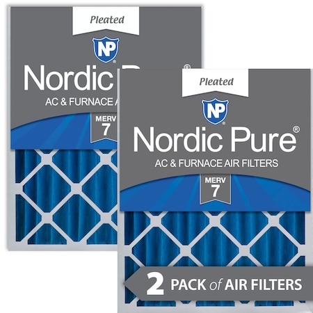 Nordic Pure 16x25x4 Pleated Air Filter, High Capacity, Electrostatically Charged Synthetic Media, MERV 7, 2 PK 16x25x4M7-2