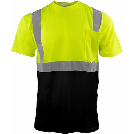 Ironwear Class 2 Hi Vis Reflective Short Sleeve Safety Shirt with Chest Pocket, Lime/Black, 4X-Large 1805-LB-4XL