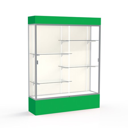 Ghent Lighted Floor Display Case 60x80x16, Plaque, Satin 3175PB-SN-KG