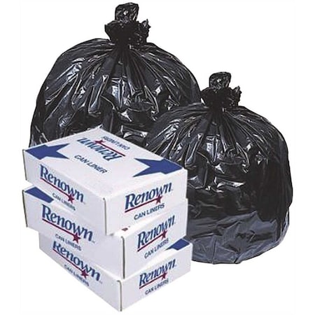 Renown 60 Gal. Black 1. 5 mil 38 in. x 58 in. Can Liner, 100PK REN26021-CA