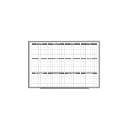 Ghent Calendar Whiteboard with Aluminum Frame, 1 Year Calendar, Magnetic, 4'H x 6'W GRPM331Y-46