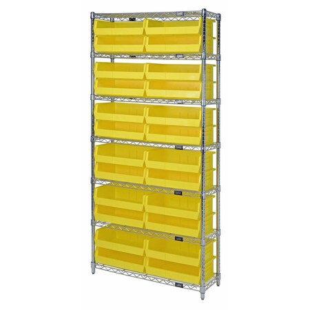 Quantum Storage Systems WIRE SHELVING UNIT W/24 YELLOW BINS WR7-245YL