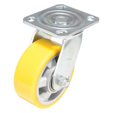 Vestil Polyurethane Swivel Caster 5 In. Diameter x 2 In. Width 595 Lb. Capacity Yellow/Gray CST-PY-5X2PUA-S