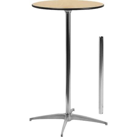 Flash Furniture Round Pub Table w/2 Clmns, Rnd, Wood, Al Base, 24", Wood Top, Wood Grain XA-24-COTA-GG