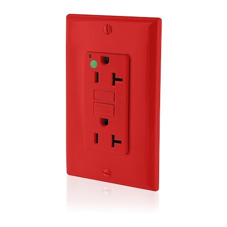Leviton Extra-Heavy Duty, Hospital Grade, Self-Test GFCI Receptacle, 20 Amp, 125 Volt, Red GFNT2-HFR