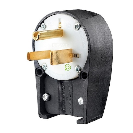 Bryant Straight Blade Plug, 6-50P, 50 A, 250V AC, 2 Pole, Screw Terminals, Grounded 9650ANPB
