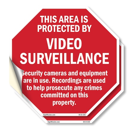 Signmission This Area Is Protected by Video Sur, 6 inch X 6 inch, Vinyl Decal, 2PK OC-D-2PACK-6-330