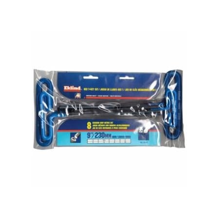 Eklind Cushion Grip Hex T-Key Sets, 8 per pouch, Hex Tip, Metric, 9 in Handle 269-55198