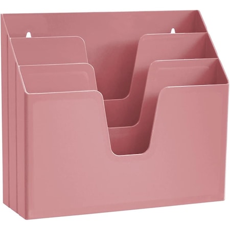 Acrimet Horizontal Triple File Folder Holder Organizer (Solid Pink Color) 860.RO