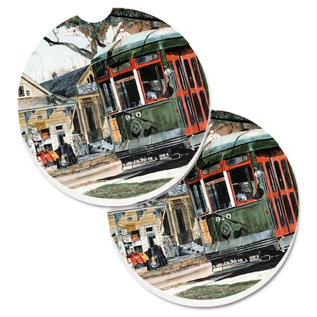 Carolines Treasures New Orleans Street Car Set of 2 Cup Holder Car Coaster 8108CARC