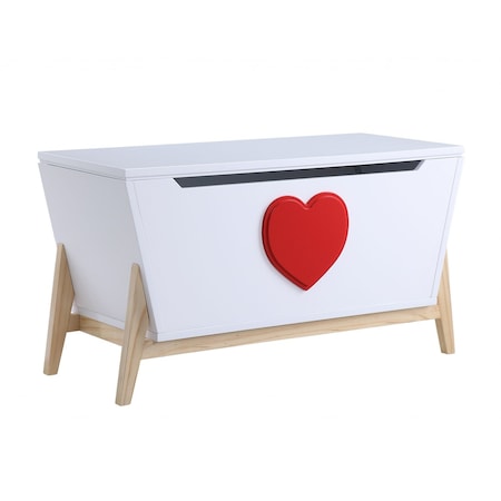 Homeroots 16" X 37" X 20" White Red Wood Youth Chest 347559