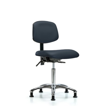 Blue Ridge Ergonomics Chair, Vinyl, Med Bench, Chrome Glides, Nav, No Arms, 22" to 29" Height, Imperial Blue BR-VMBCH-CR-T0-A0-NF-RG-8582
