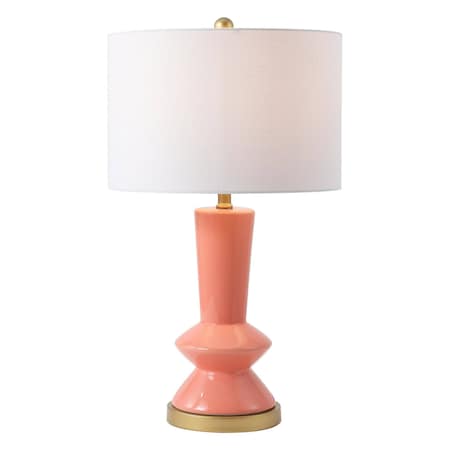 Jonathan Y Ziggy 27" Contemporary Glam Ceramic/Iron LED Table Lamp, Coral/Gold Painting JYL6607B