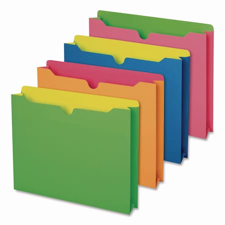 Pendaflex Twisted Glow Paper File Jacket, 2in Expansion, Straight Top Tab, Letter Size, Assorted Colors, 10PK 49501