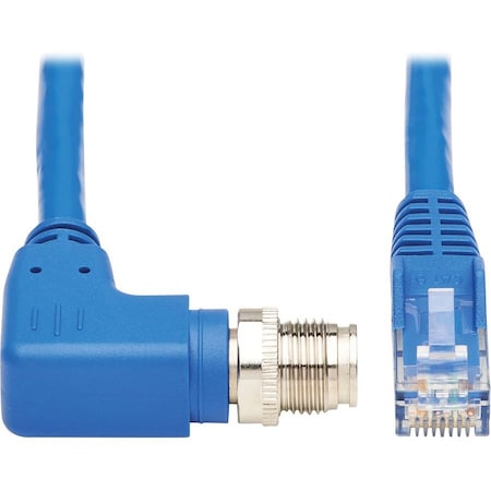 Eaton Tripp Lite Series M12 X-Code Cat6 1G UTP CMR-LP Ethernet Cable Right-Angle M12 M/RJ45 M, NM12-604-01M-BL