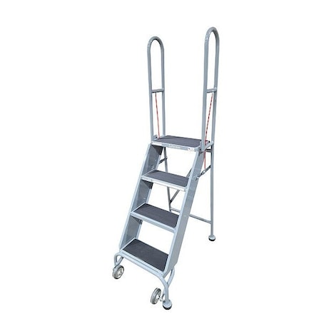 Cotterman 70 in H Steel Folding Rolling Ladder, 4 Steps, 350 lb Load Capacity SAS4A2E10B8C1P6