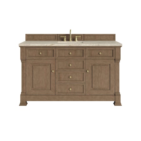 James Martin Vanities Brookfield 60" Single Vanity, Pecan, w/ 3 CM Tajnar Eclos Top w/FreePower Wireless Charger 547-V60S-PCN-FTJR