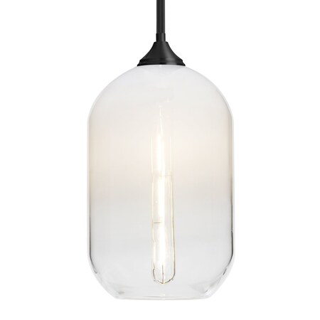 Besa Lighting Besa Omega 12 Stem Pendant, White/Clear, Black Finish, 1x 4W MAX E26 Base 1TT-OMEGA12WH-EDIL-BK