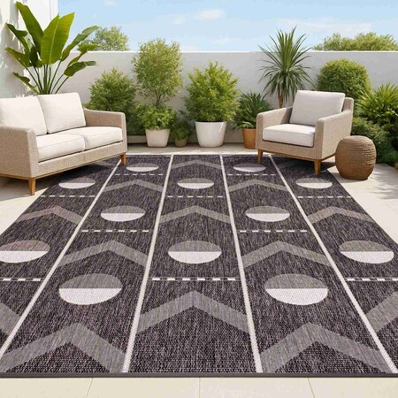 Jonathan Y Soren Modern Geometric Black/Cream 4 ft. x 6 ft. Indoor/Outdoor Area Rug TSN304A-4