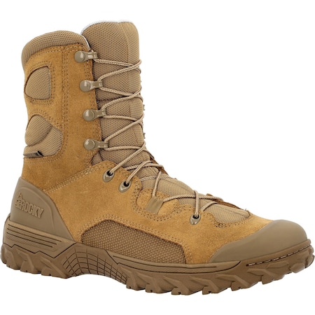 Rocky Combat Boot, Rubber Outsole, Plain Toe Toe, Coyote Brown, 18 W RKC180