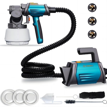 Wrightmaster 800W Electric Stand HVLP Paint Sprayer with 44 ft. oz. Cup, 4 Nozzles and 3 Patterns, 8.2 ft. Hose ZR-TWPPS02