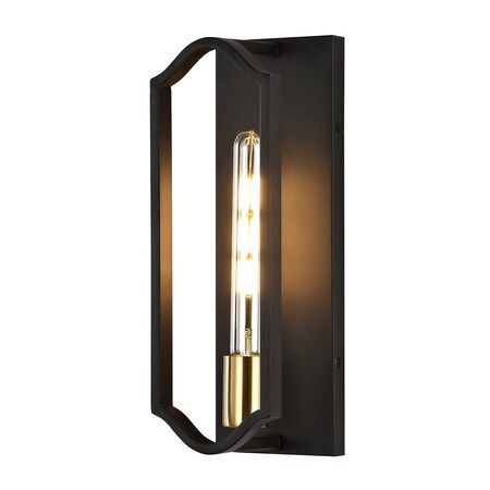 Jonathan Y Chloe 4.8 in. 1-Light Bohemian Farmhouse Iron LED Sconce, Black/Brass Gold JYL9916B