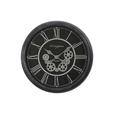 Monarch Specialties Clocks, 23'' Round, Gear Mechanism, Wall Clock, Black, Transitional I 9072