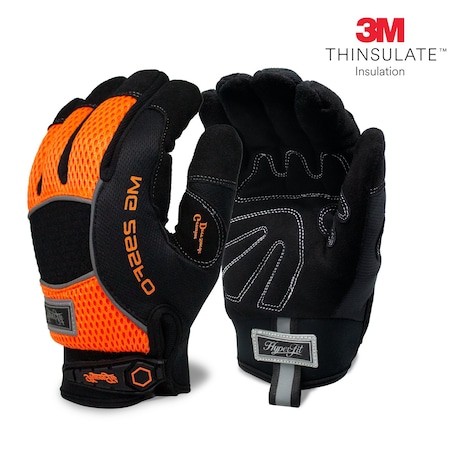 Dex Savior Lined Deer Skin, Black Suede Deerskin Mechanic Glove, 3M Thinsulate Lined, Orange XL MG295FO XL