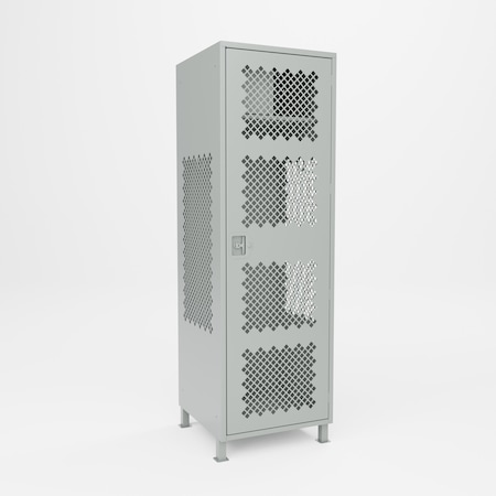 Pucel Athletic Gear Locker, 24 in W x 72 in H x 24 in D, Perforated Door, Top Cabinet, 4 in Legs, Gray GL-2472-24-DTL