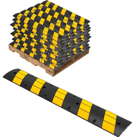 Traffic Kontrol Rubber Speed Bump, 6 Ft Long, Yellow Black, 50PC Bulk Pallet, 50PK TKSB-6-YB-50