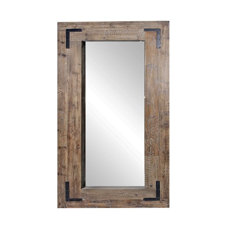 Homeroots 75" Brown Wood Framed Leaning Accent Mirror 484405