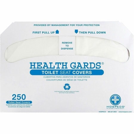 Hospeco Health Gards Toilet Seat Covers, Half-Fold, White - Case of 1000 HG-1000