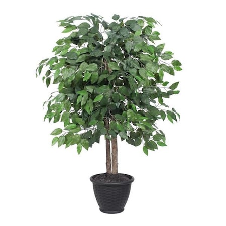 Vickerman 4 ft. Artificial Ficus Bush in Gray Plastic Container, Dark Green TBU0140-RG