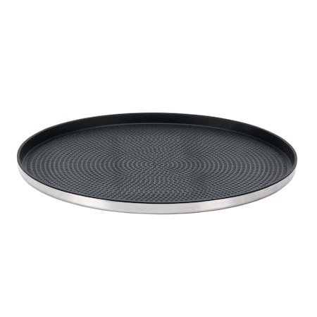 Service Ideas Modern Edge Round Serving Tray, 12in diamater, Brushed Stainless TRME12RI