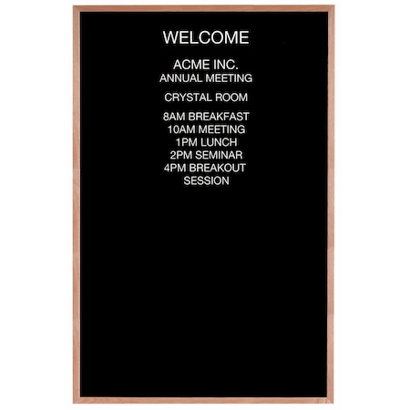 Aarco Open Faced Oak Framed Letter Board Message Center, 72''Hx48''W AOFD7248