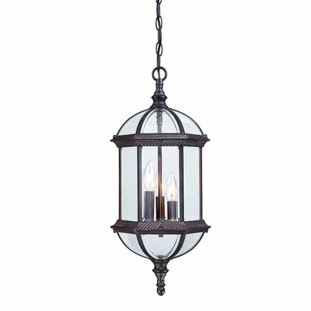 Homeroots Three Light Dark Brown Eastern Lantern Hanging Light 398007