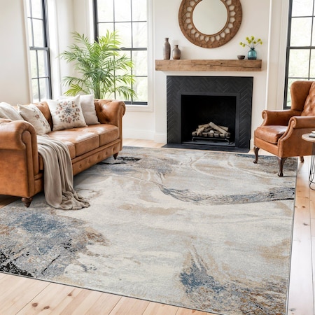 World Rug Gallery Neutral Desert Drift Area Rug 7 ft 10 in x 10 ft Beige WR205BEIGE8X10
