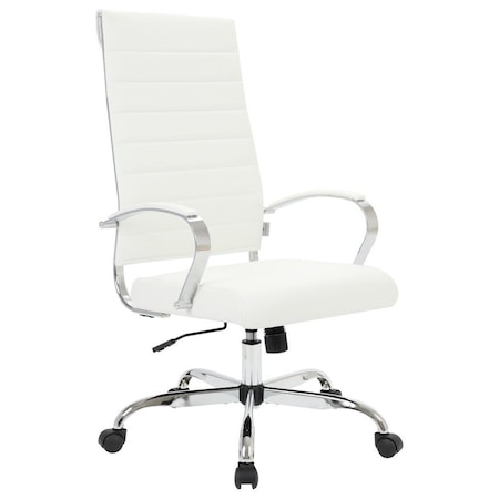 Leisuremod Benmar High-Back Leather Office Chair, White BOT19WL