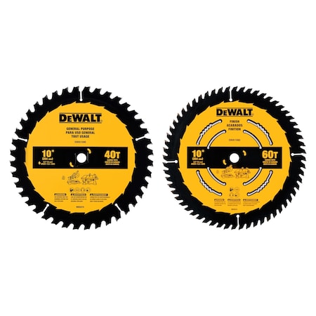 Dewalt CircularSawBlade, Carbide, Dia:10", PK2 DWA110CMB