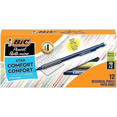 Bic Matic Grip Mechanical Pencil, Rubber Grip, Non-Refillable, 0.7mm, Assorted, Dozen MPG11