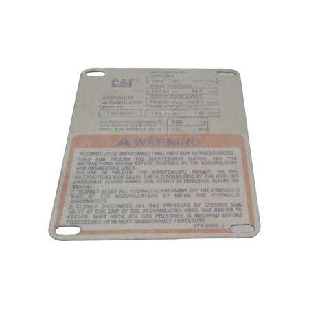 Caterpillar PLATE-WARNIN, CATERPILLAR OEM 1789558 1789558